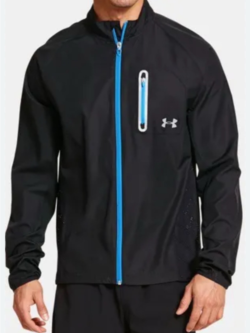 Under Armour‎ Storm Men’s XL Black Windbreaker Performance Jacket with Blue Trim